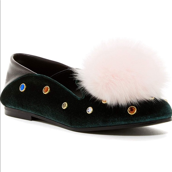 Ivy Kirzhner Shoes - *HOST PICK* IVY KIRZHNER GREEN VELVET  FUR LOAFERS